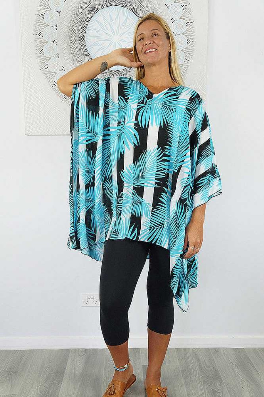 Ladies Sundrenched | Short Tunic "Leaf/Stripes"