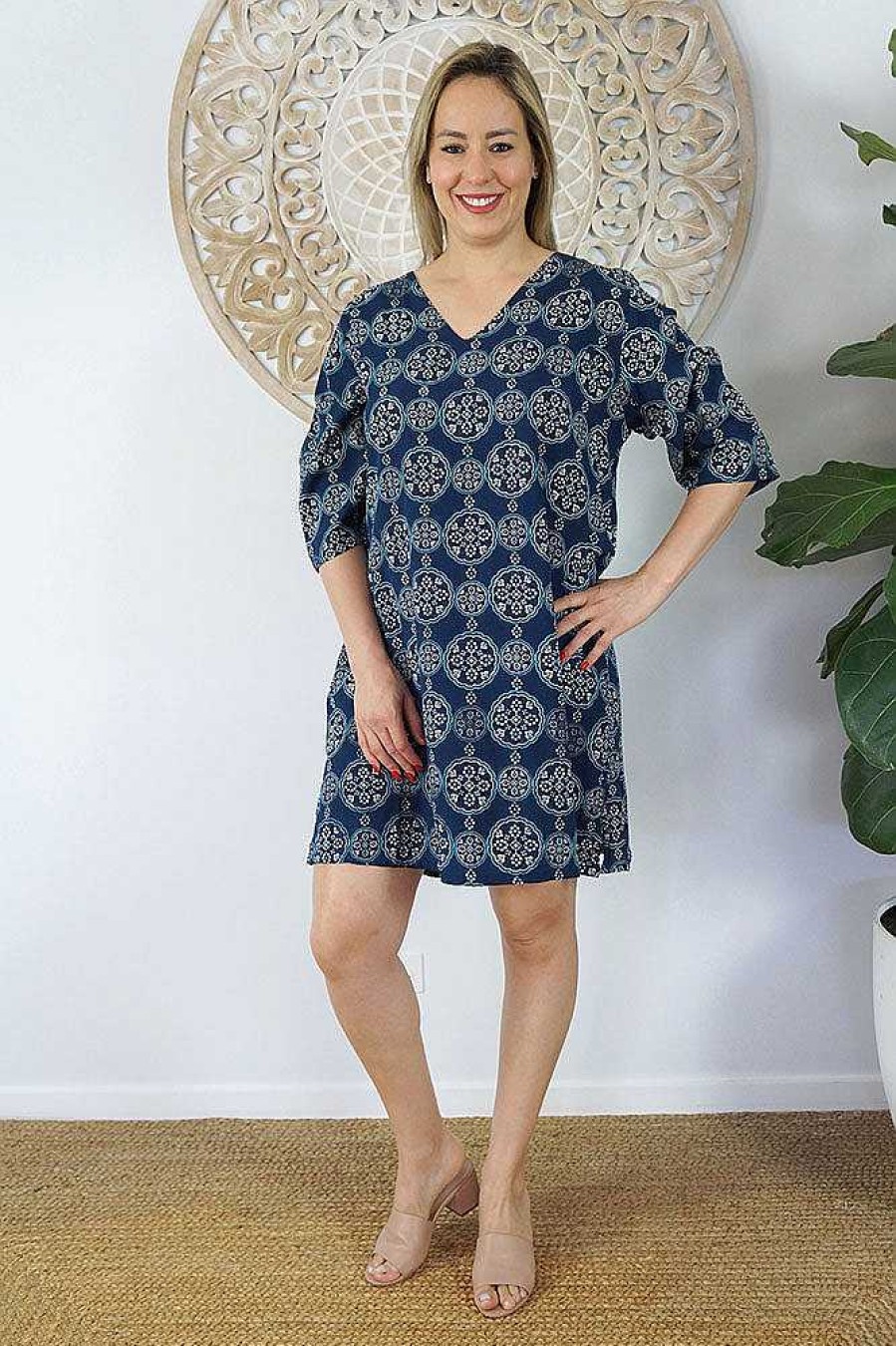 Ladies Sundrenched | 3/4 Sleeve Tunic "Katmandu" Navy