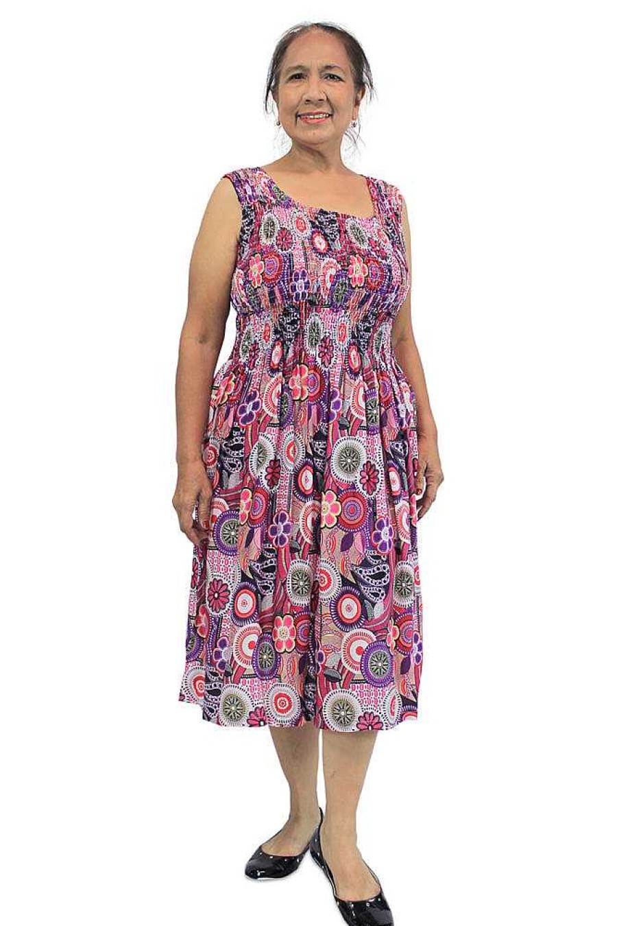 Ladies Sundrenched | Singlet Smock Dress Wheels Pink