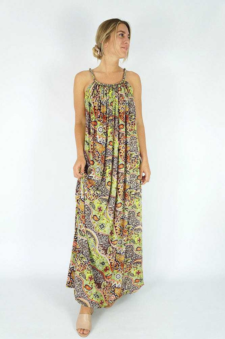 Ladies Sundrenched Long Dresses | Long Delta Dress Paisley Green