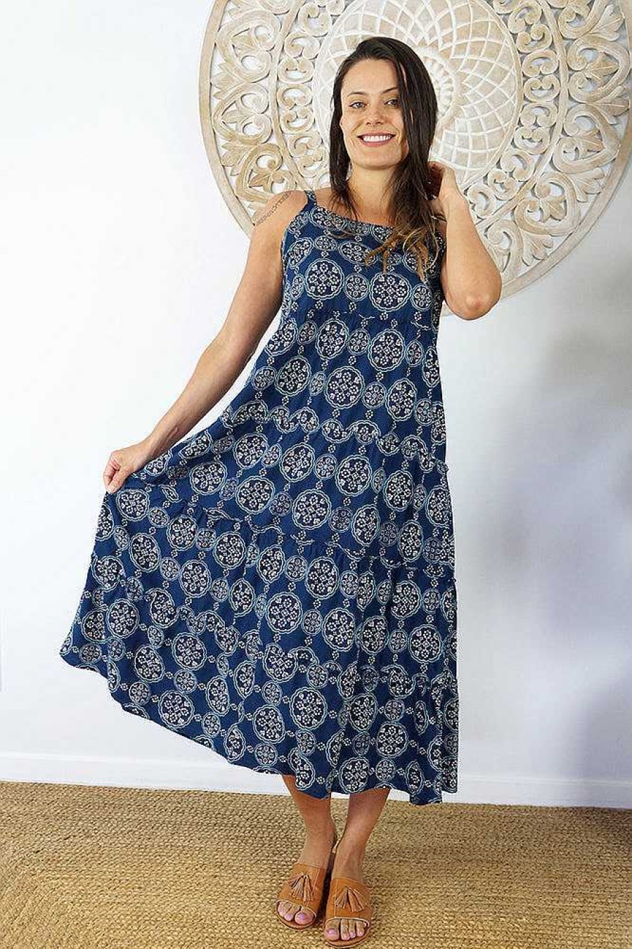 Ladies Sundrenched Long Dresses | Twiggy Dress "Katmandu" Navy