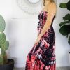 Ladies Sundrenched Long Dresses | Long Smock Dress - Meteor Design Red