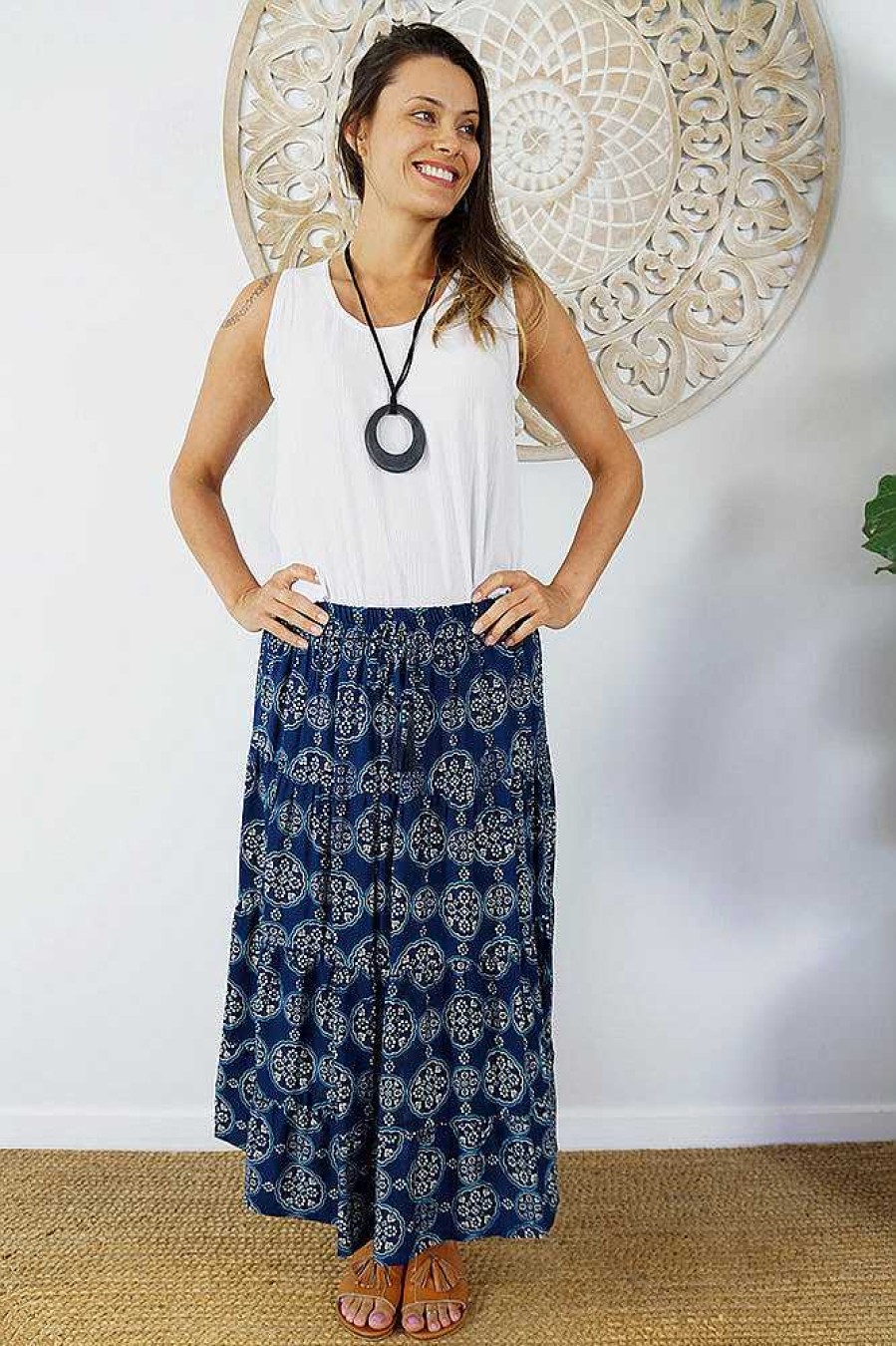 Ladies Sundrenched | Tiered Skirt "Katmandu" Navy