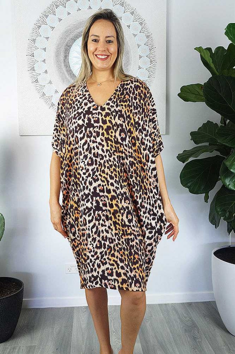 Ladies Sundrenched Short Dresses | Resort Dress Leopard