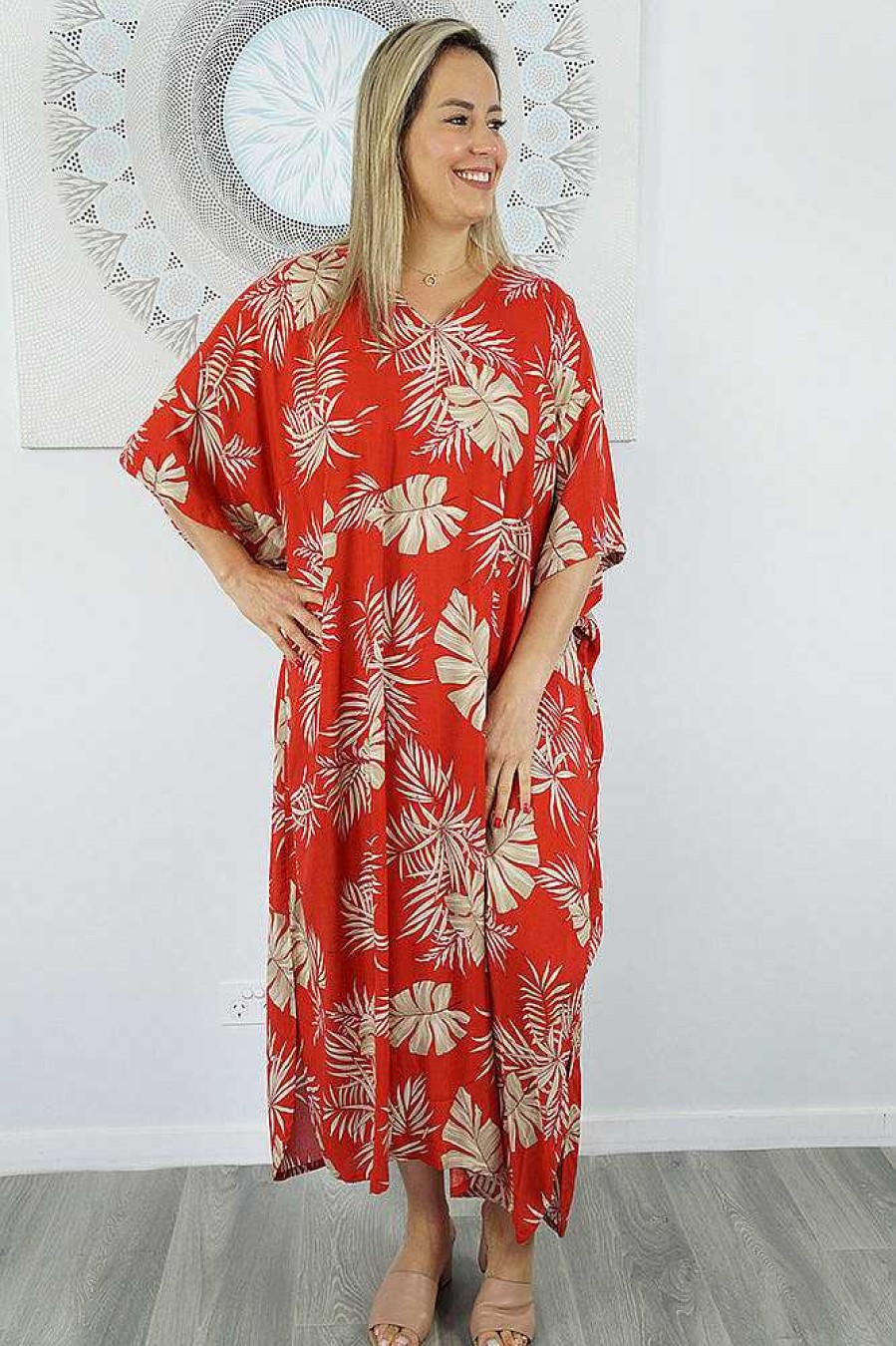 Ladies Sundrenched Regular Kaftans | Premium Long Kaftan "Palm Madness"