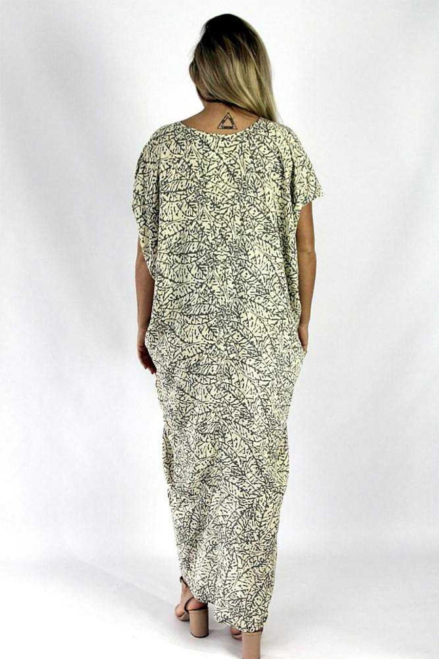 Ladies Sundrenched Long Dresses | Frilled Toga Dress "Fossil" Cream