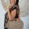 Accessories Sundrenched Rattan Bags | Medium Round Sea Grass Carry Bags Round With Coconut Closer