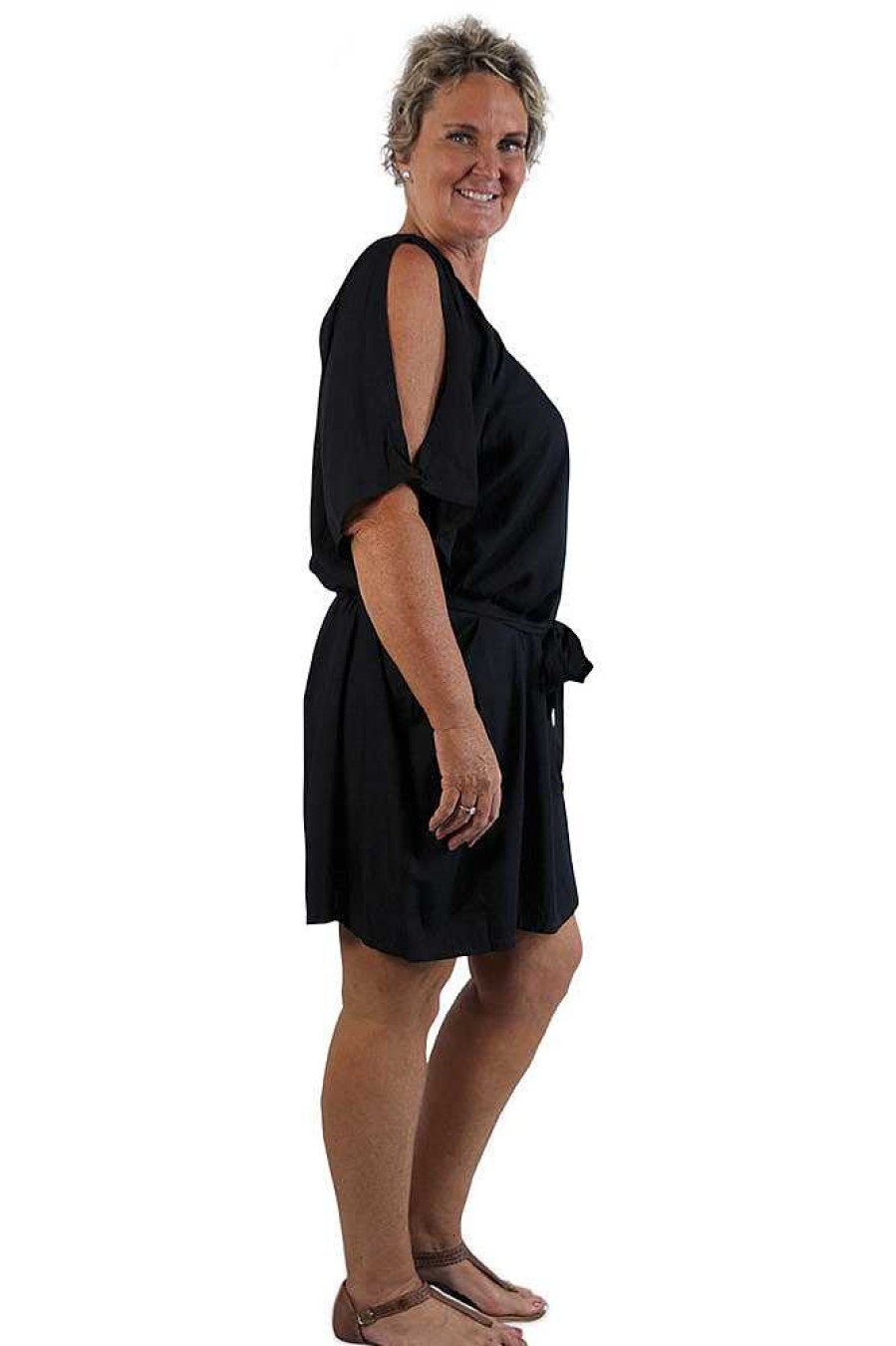 Ladies Sundrenched Short Dresses | Hayman Dress "Plain" Black