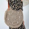 Accessories Sundrenched Rattan Bags | Round Sea Grass Carry Bags Round With Shell Trims