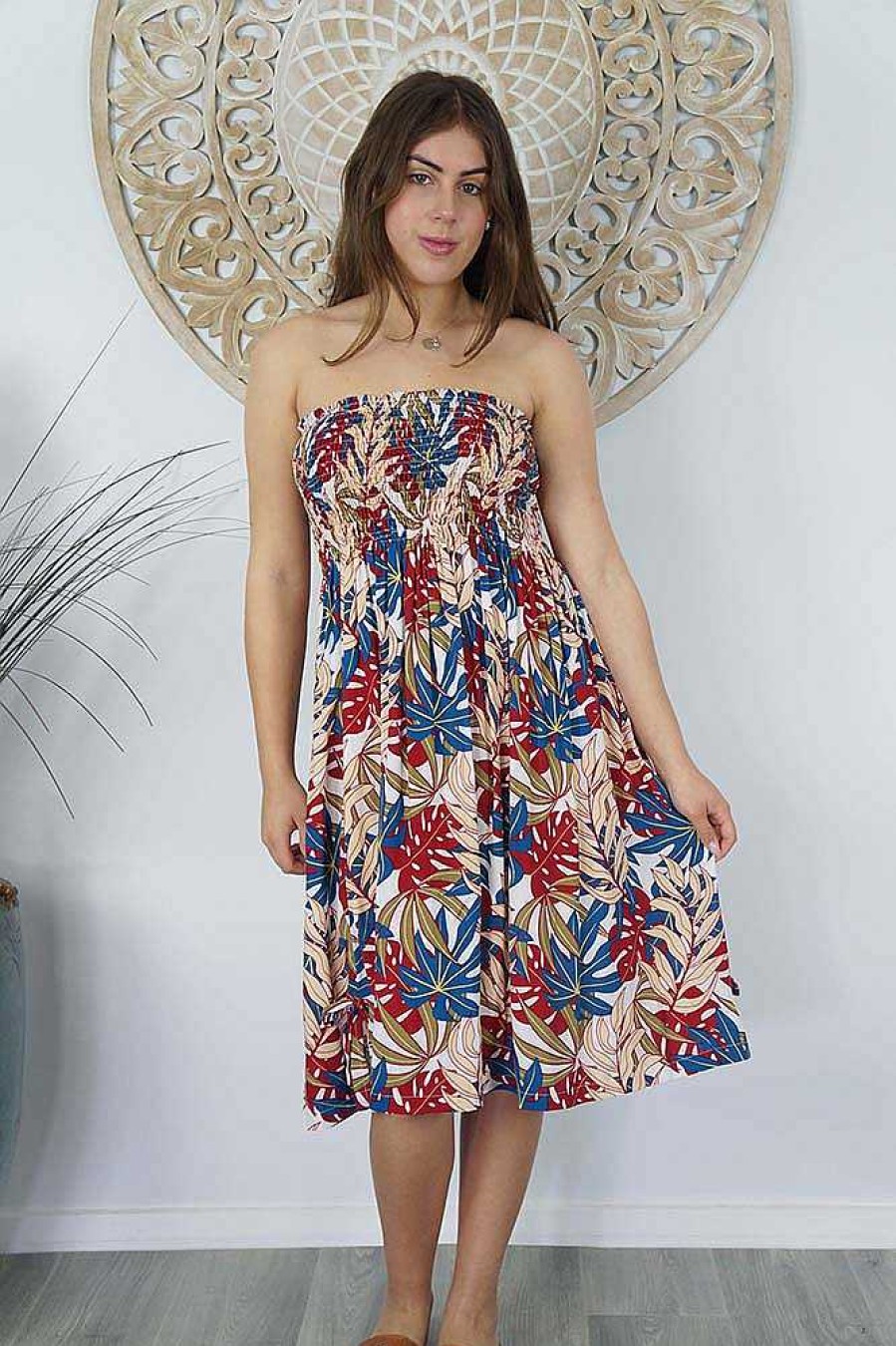 Ladies Sundrenched Short Dresses | Smock Dress "Palm Paradise"