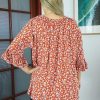 Ladies Sundrenched | Capri Top "Microflower" Rust