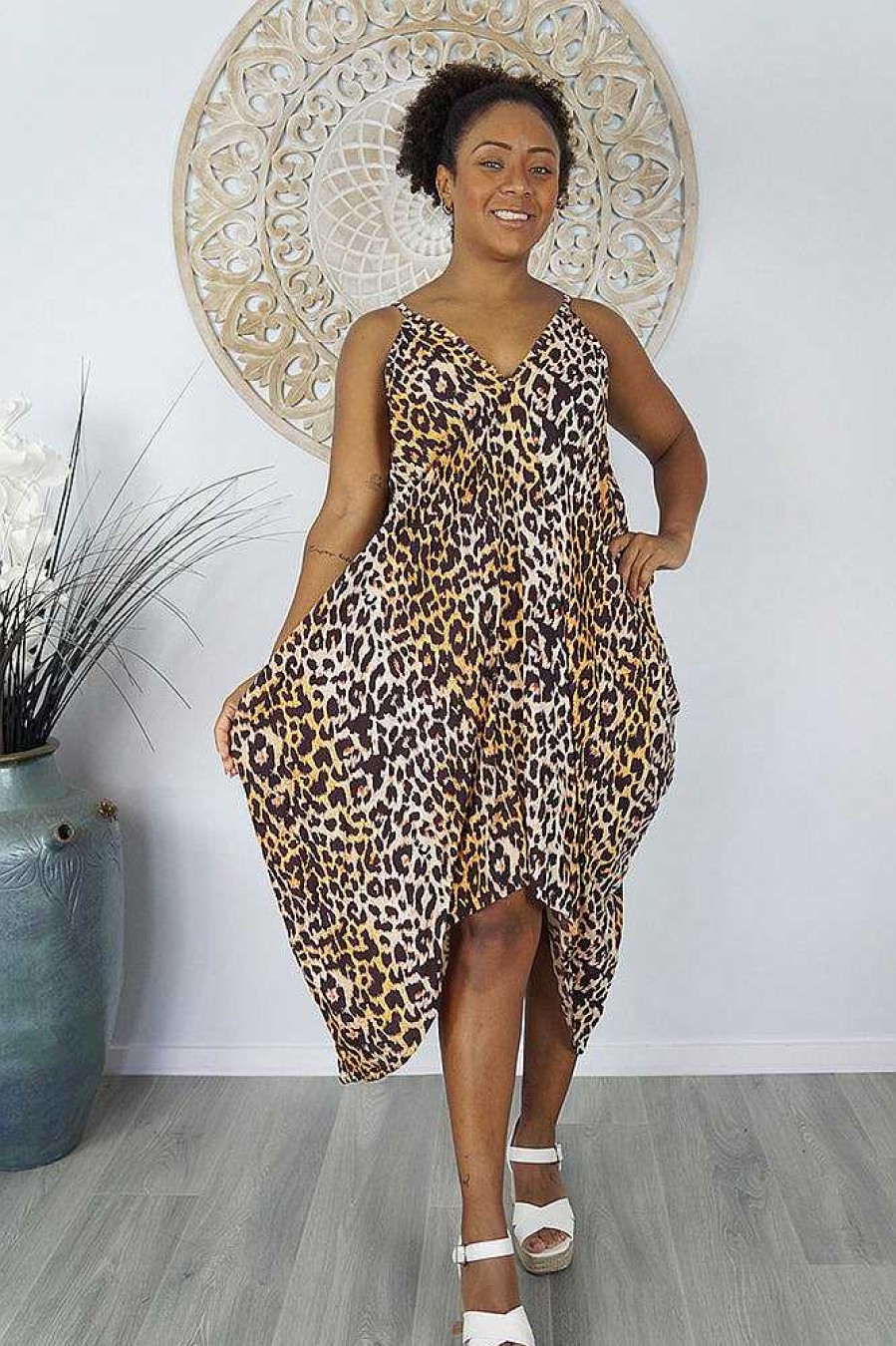 Ladies Sundrenched Mid Length Dresses | Festival Dress "Leopard"