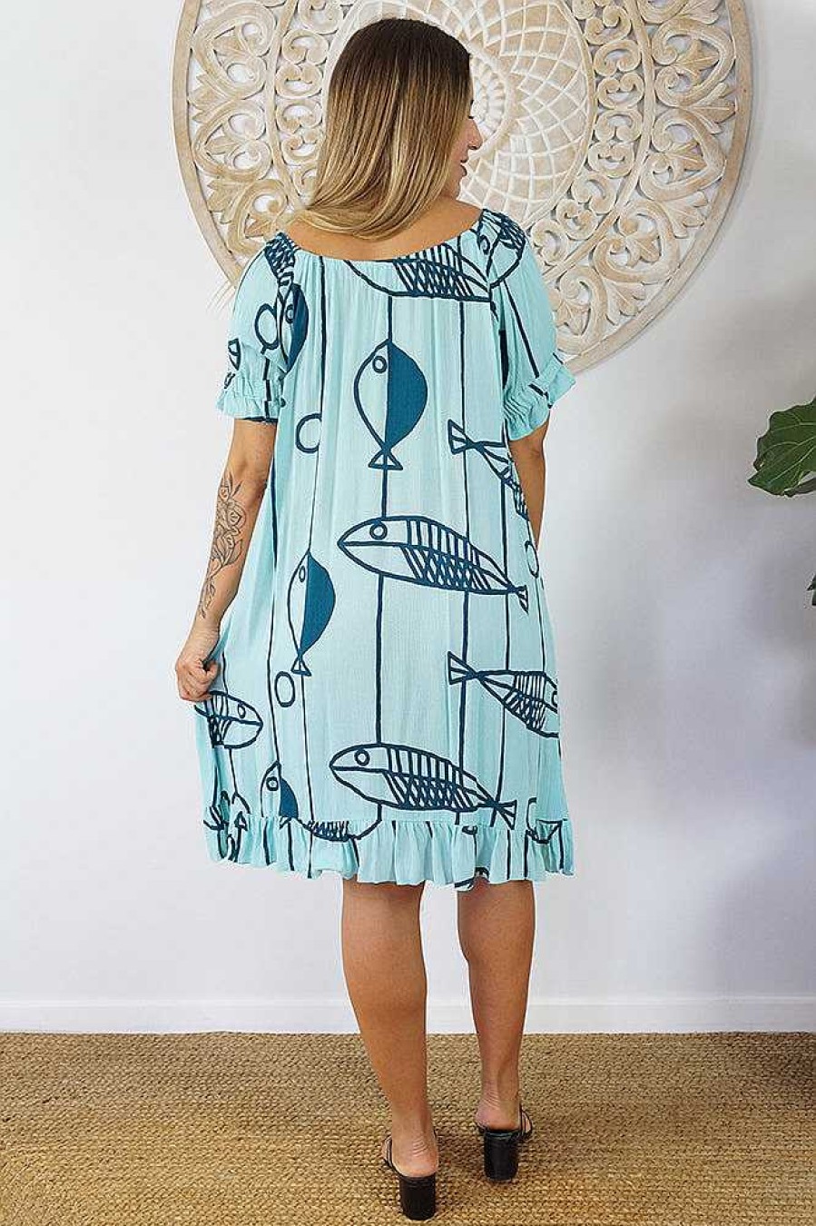 Ladies Sundrenched Short Dresses | Cuba Dress "Fish"