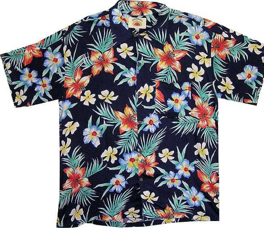 Mens Sundrenched | Frangipani Shirt Navy