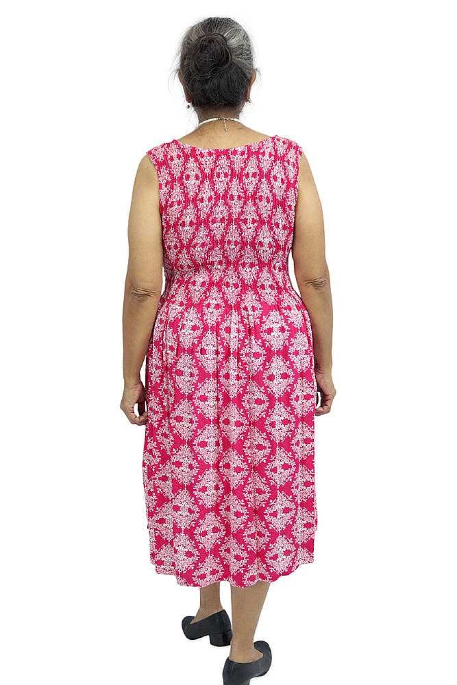 Ladies Sundrenched | Singlet Smock Dress Snowflake Pink