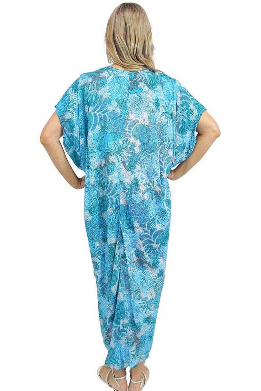 Ladies Sundrenched Long Dresses | Frilled Toga Dress "Paisley Batik" Print