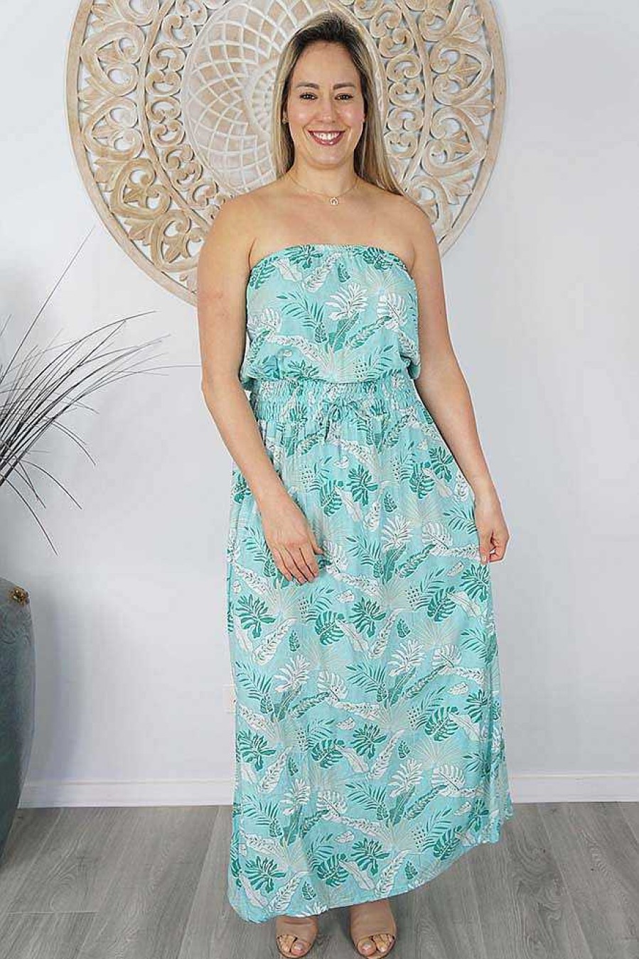 Ladies Sundrenched Long Dresses | Tube Dress "Tropical Leaves"