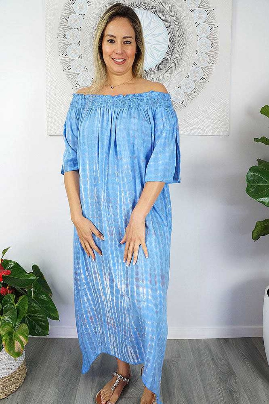 Plus Size Sundrenched | Kashmir Dress "Teardrop" Blue