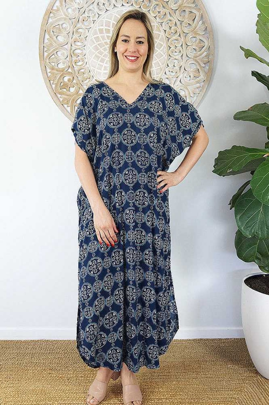 Ladies Sundrenched Long Dresses | Mykonos Dress "Katmandu" Navy